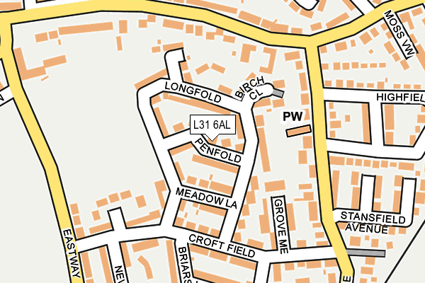 L31 6AL map - OS OpenMap – Local (Ordnance Survey)