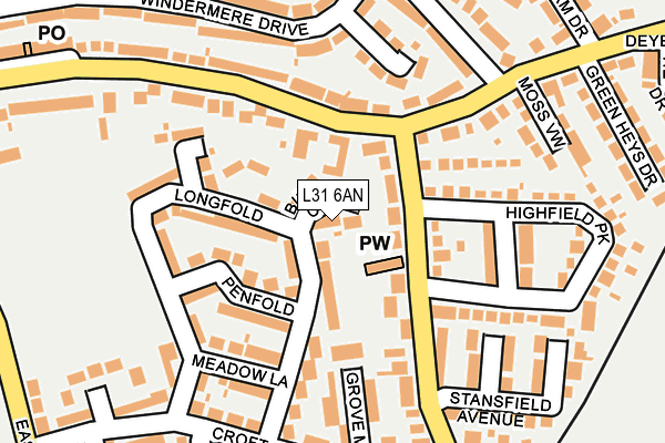 L31 6AN map - OS OpenMap – Local (Ordnance Survey)