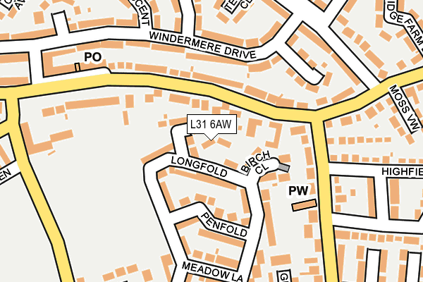 L31 6AW map - OS OpenMap – Local (Ordnance Survey)