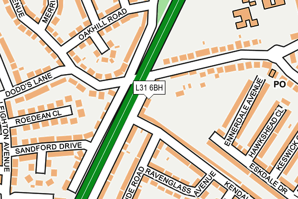 L31 6BH map - OS OpenMap – Local (Ordnance Survey)