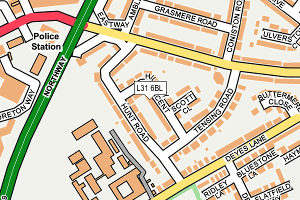 L31 6BL map - OS OpenMap – Local (Ordnance Survey)