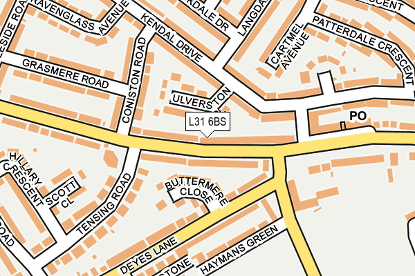 L31 6BS map - OS OpenMap – Local (Ordnance Survey)