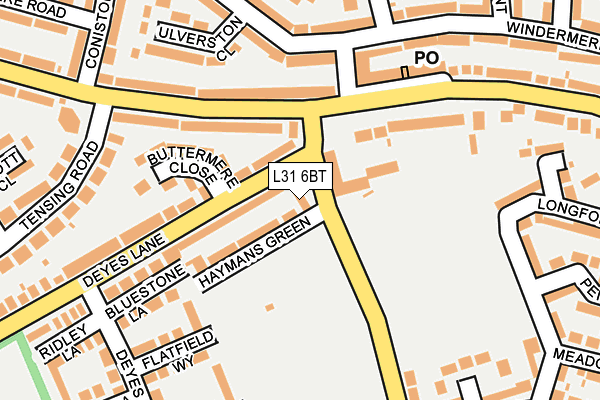 L31 6BT map - OS OpenMap – Local (Ordnance Survey)
