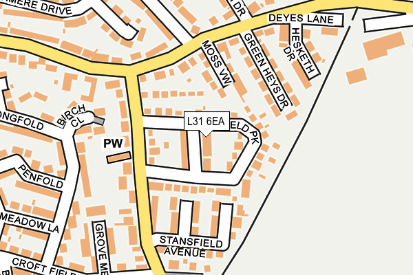 L31 6EA map - OS OpenMap – Local (Ordnance Survey)