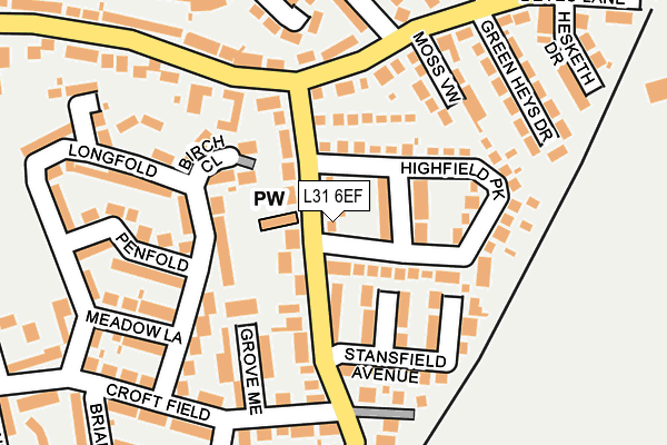 L31 6EF map - OS OpenMap – Local (Ordnance Survey)