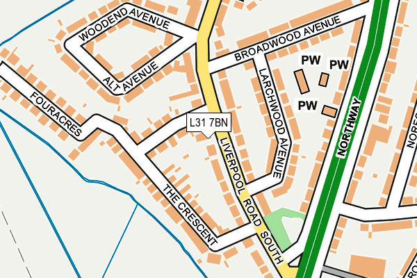 L31 7BN map - OS OpenMap – Local (Ordnance Survey)