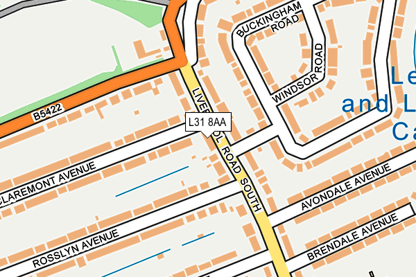 L31 8AA map - OS OpenMap – Local (Ordnance Survey)