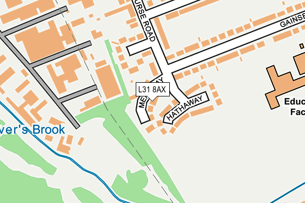 L31 8AX map - OS OpenMap – Local (Ordnance Survey)