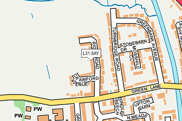 L31 8AY map - OS OpenMap – Local (Ordnance Survey)