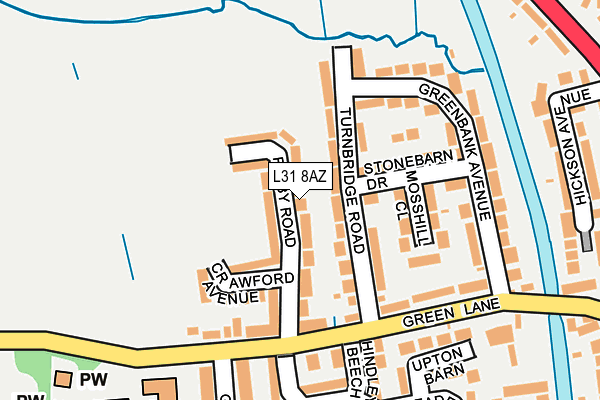 L31 8AZ map - OS OpenMap – Local (Ordnance Survey)