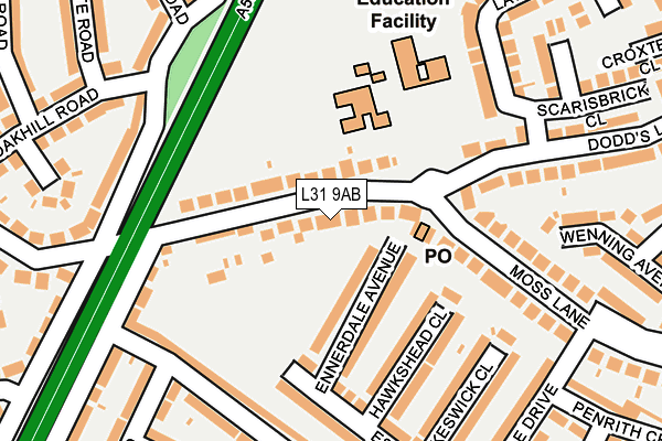 L31 9AB map - OS OpenMap – Local (Ordnance Survey)