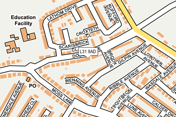 L31 9AD map - OS OpenMap – Local (Ordnance Survey)