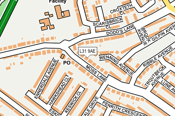 L31 9AE map - OS OpenMap – Local (Ordnance Survey)