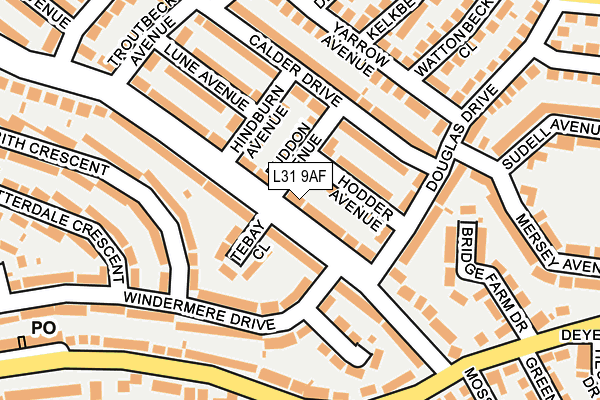 L31 9AF map - OS OpenMap – Local (Ordnance Survey)