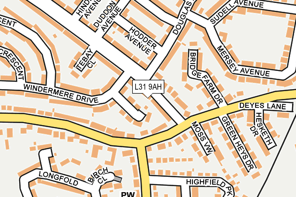 L31 9AH map - OS OpenMap – Local (Ordnance Survey)