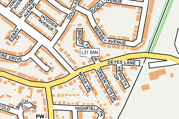 L31 9AN map - OS OpenMap – Local (Ordnance Survey)
