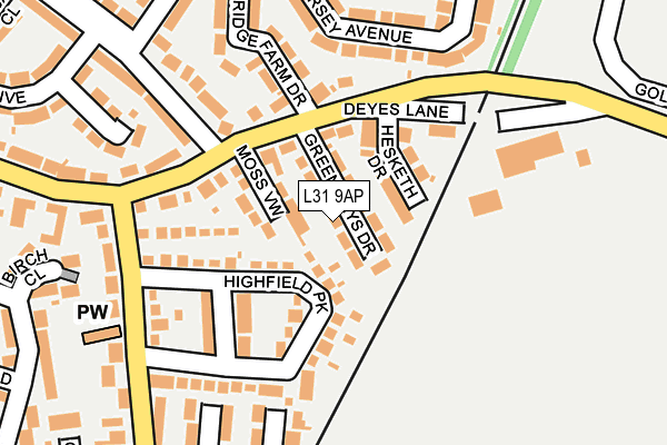 L31 9AP map - OS OpenMap – Local (Ordnance Survey)