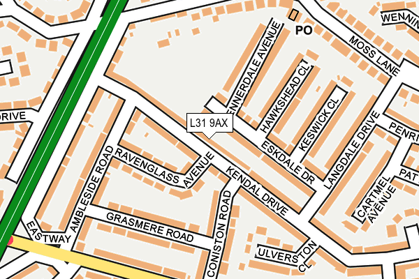 L31 9AX map - OS OpenMap – Local (Ordnance Survey)