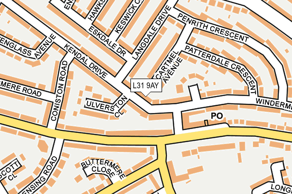 L31 9AY map - OS OpenMap – Local (Ordnance Survey)