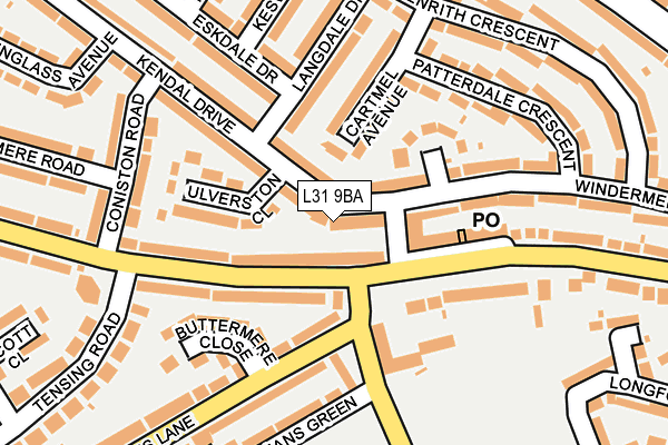 L31 9BA map - OS OpenMap – Local (Ordnance Survey)