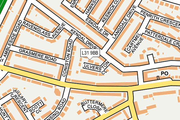 L31 9BB map - OS OpenMap – Local (Ordnance Survey)