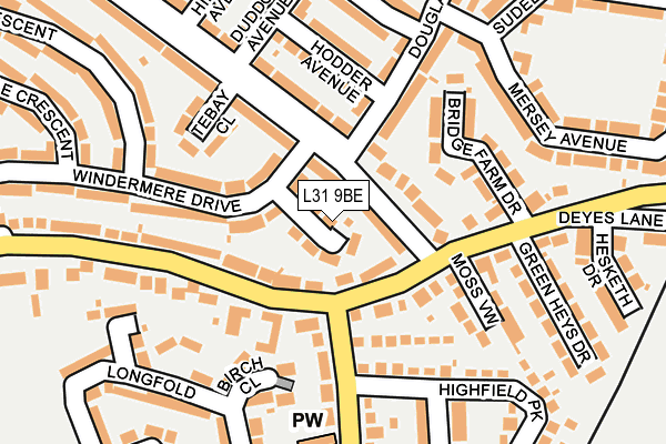 L31 9BE map - OS OpenMap – Local (Ordnance Survey)
