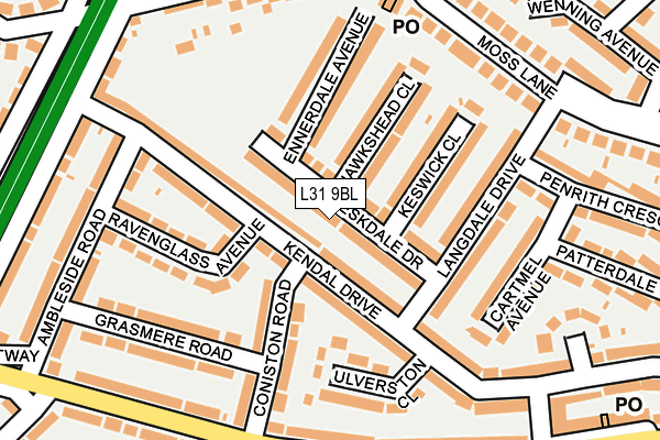 L31 9BL map - OS OpenMap – Local (Ordnance Survey)