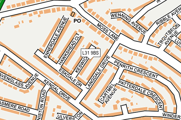 L31 9BS map - OS OpenMap – Local (Ordnance Survey)