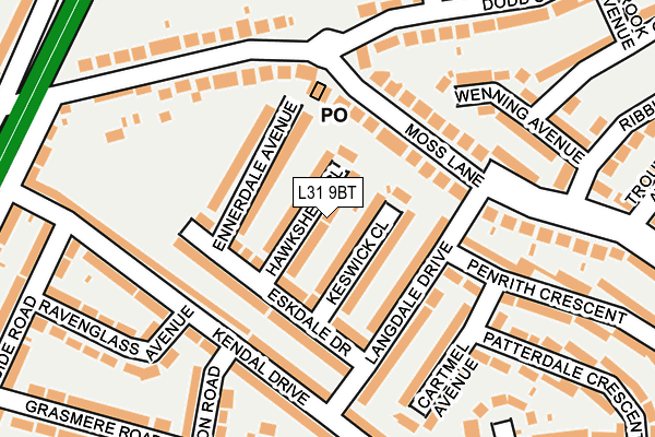 L31 9BT map - OS OpenMap – Local (Ordnance Survey)