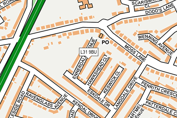 L31 9BU map - OS OpenMap – Local (Ordnance Survey)