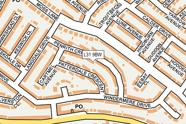 L31 9BW map - OS OpenMap – Local (Ordnance Survey)