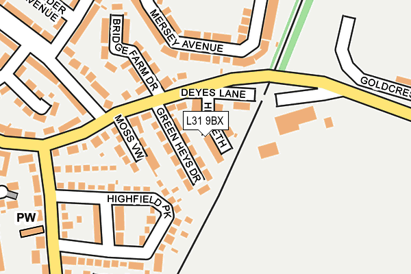 L31 9BX map - OS OpenMap – Local (Ordnance Survey)