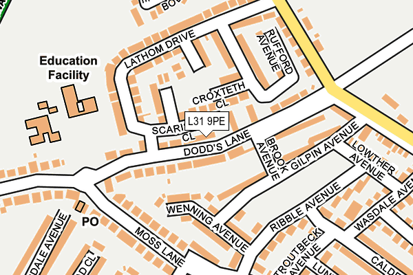 L31 9PE map - OS OpenMap – Local (Ordnance Survey)