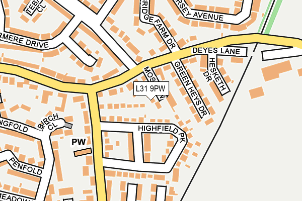 L31 9PW map - OS OpenMap – Local (Ordnance Survey)