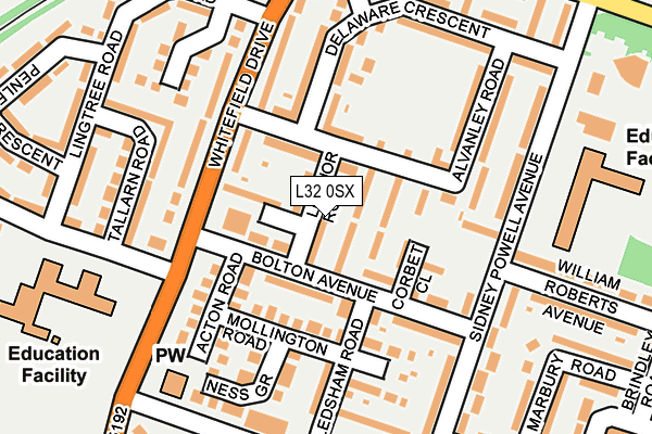 L32 0SX map - OS OpenMap – Local (Ordnance Survey)