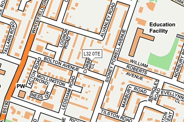 L32 0TE map - OS OpenMap – Local (Ordnance Survey)