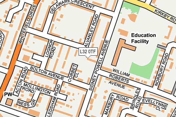L32 0TF map - OS OpenMap – Local (Ordnance Survey)