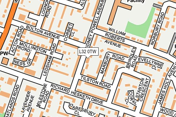 L32 0TW map - OS OpenMap – Local (Ordnance Survey)