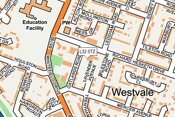 L32 0TZ map - OS OpenMap – Local (Ordnance Survey)