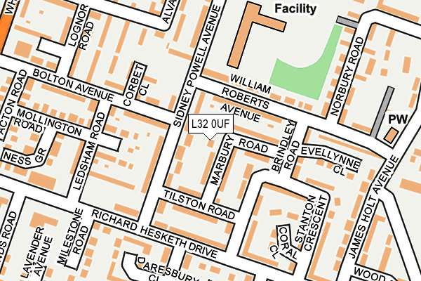 L32 0UF map - OS OpenMap – Local (Ordnance Survey)