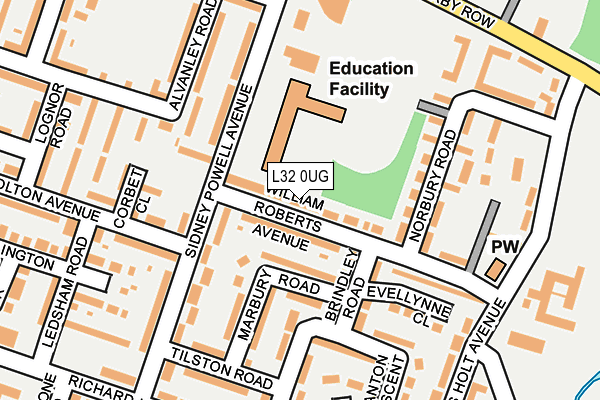 L32 0UG map - OS OpenMap – Local (Ordnance Survey)