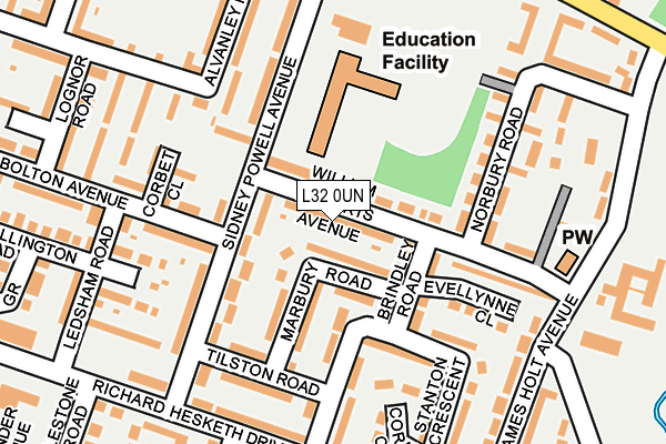 L32 0UN map - OS OpenMap – Local (Ordnance Survey)