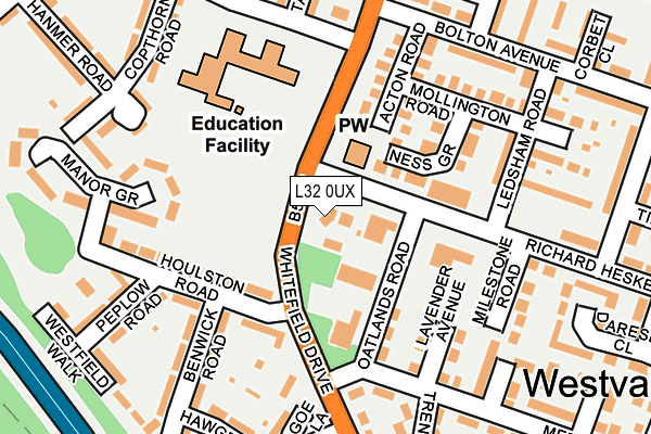 L32 0UX map - OS OpenMap – Local (Ordnance Survey)