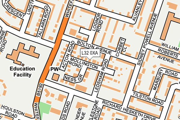 L32 0XA map - OS OpenMap – Local (Ordnance Survey)