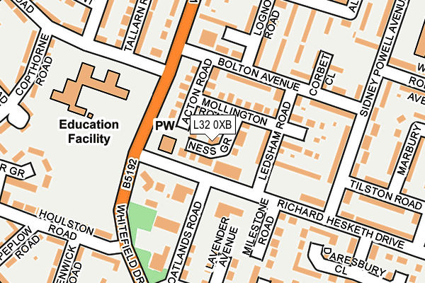 L32 0XB map - OS OpenMap – Local (Ordnance Survey)