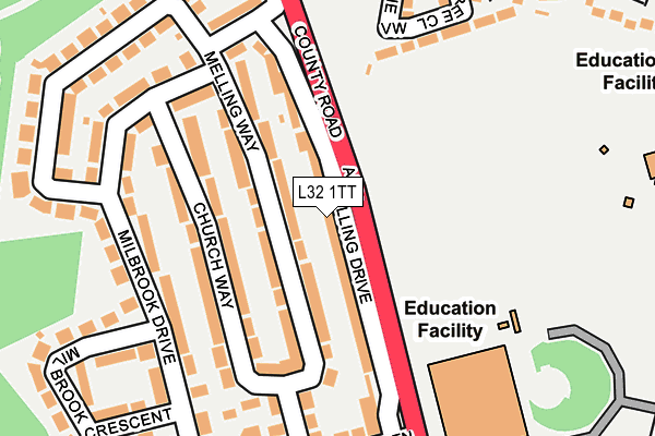 L32 1TT map - OS OpenMap – Local (Ordnance Survey)