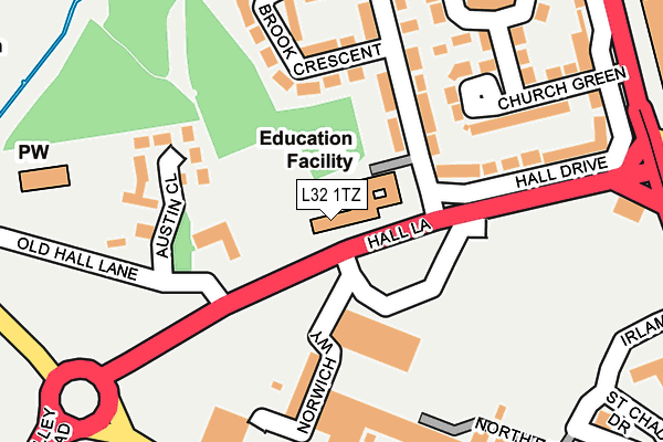 L32 1TZ map - OS OpenMap – Local (Ordnance Survey)
