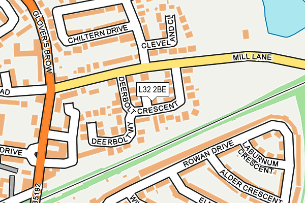 L32 2BE map - OS OpenMap – Local (Ordnance Survey)