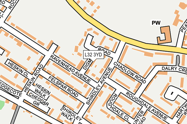 L32 3YD map - OS OpenMap – Local (Ordnance Survey)