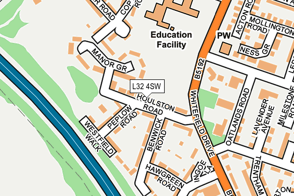 L32 4SW map - OS OpenMap – Local (Ordnance Survey)